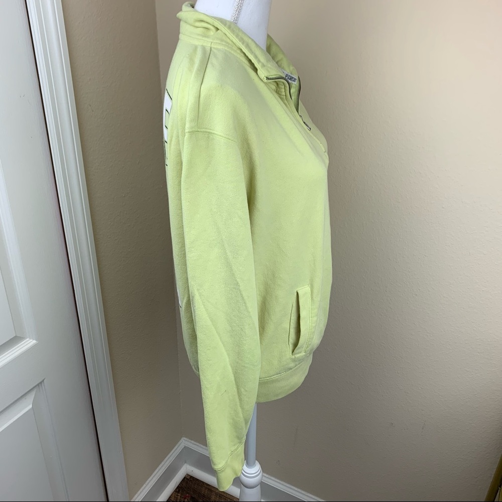 VS PINK Love Pink Back Detail Green Quarter Zip Pullover Sweatshirt - Picture 11 of 15